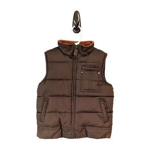 Gymboree Puffer Vest Little Boy XS (3-4) Quilted Fleece Lined Preppy Retro Brown